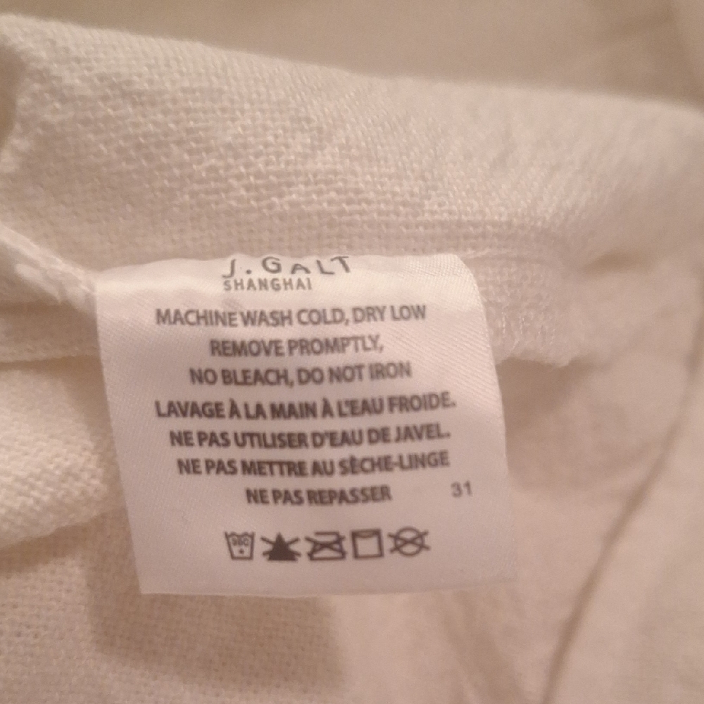 Brandy Melville J. Galt Cream Linen & Cotton Pants 12" Waist 11" Rise 29" Inseam - Picture 6 of 6